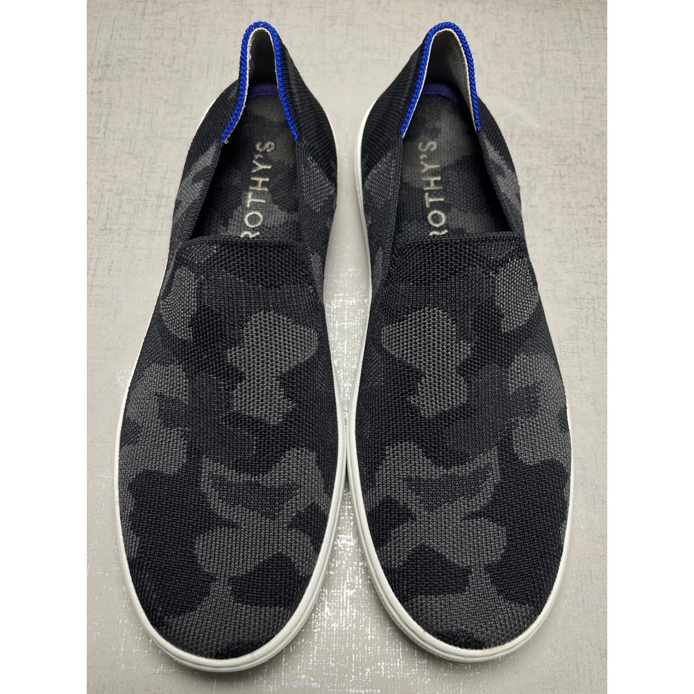 Rothys The Original Slip On Sneaker Camo Shoes Womens 8.5 Black Grey